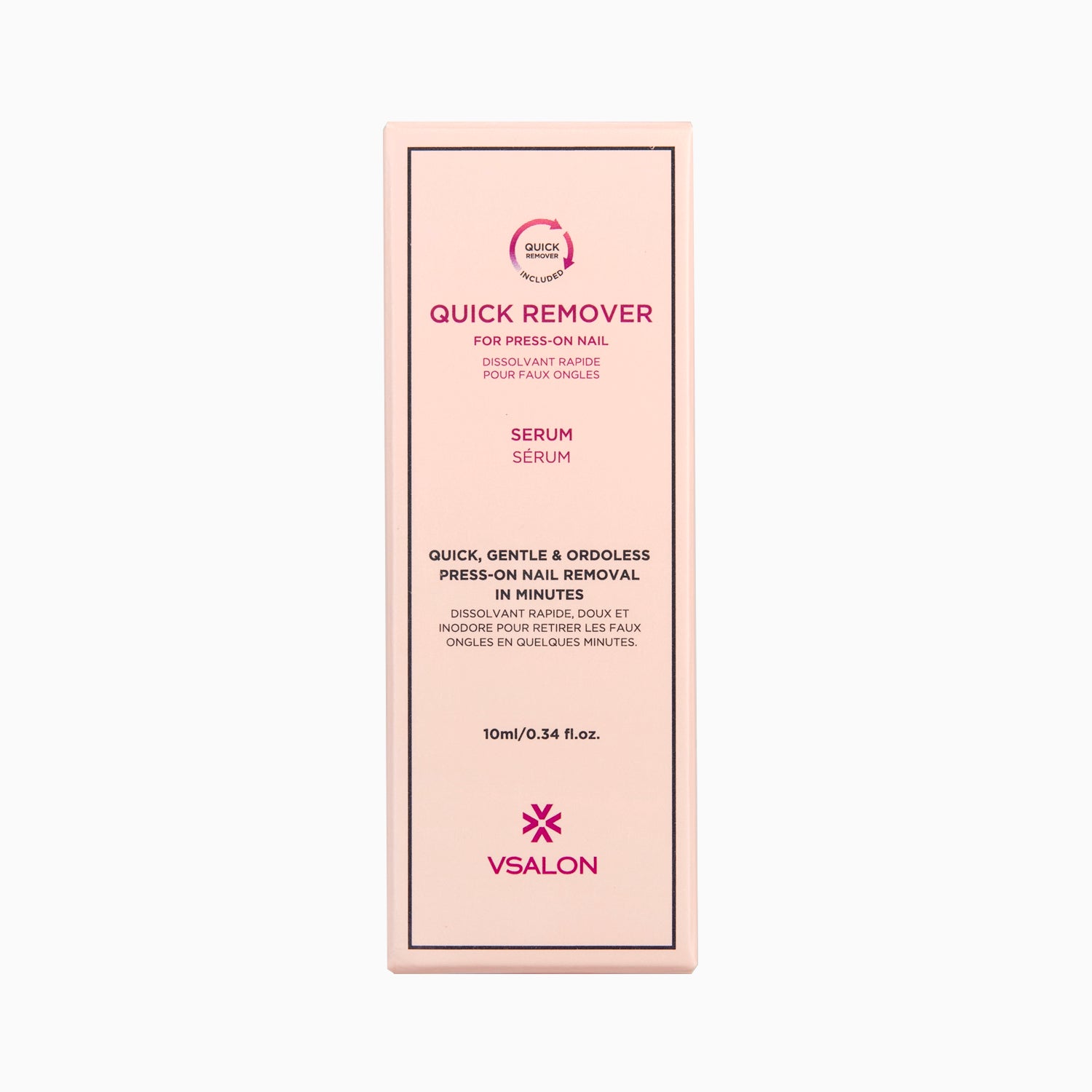 VSALON nail remover set with bottle and cotton pads – easy removal kit for press on nails