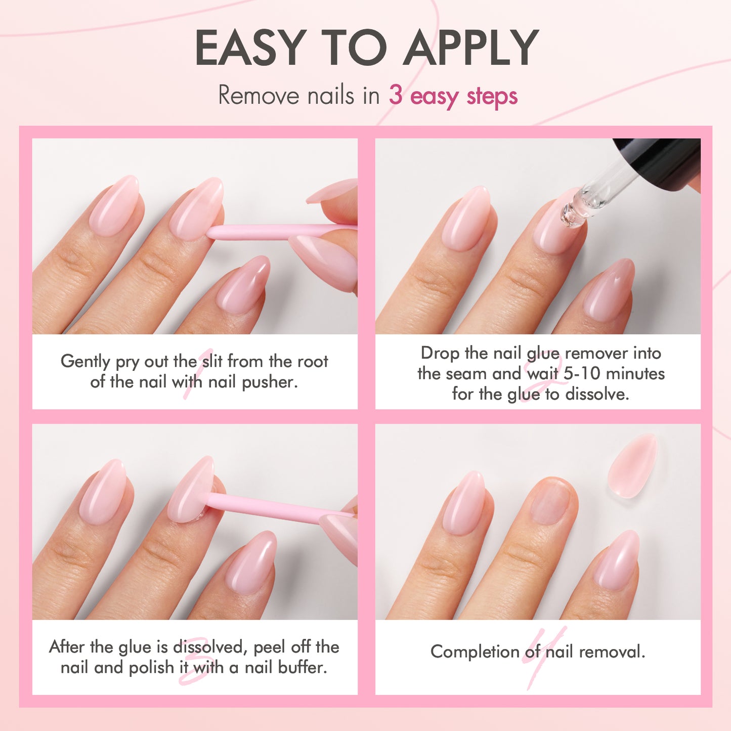 Step-by-step guide using VSALON nail remover to safely remove press on nails