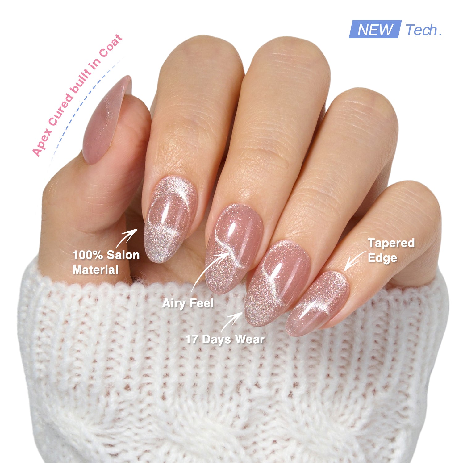 VSALON Dual Glam Nails Romantic Floral Pink Heart Short Almond Press On Nails - salon-quality finish and perfect shine.