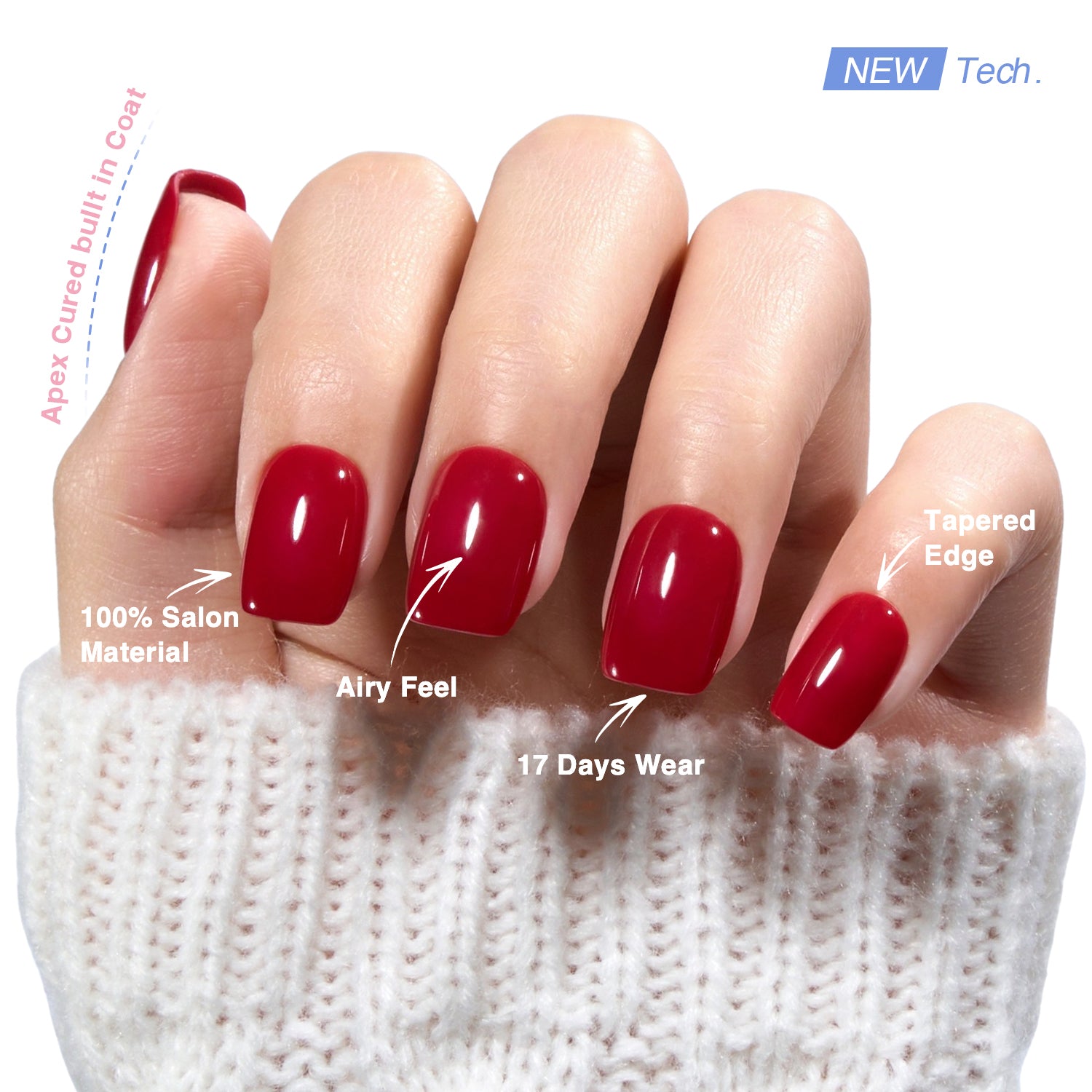 VSALON Nourishment Seductive Wine Red Solid Color Short Square Press On Nails - salon-quality finish and perfect shine.