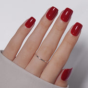 VSALON Nourishment Seductive Wine Red Solid Color Short Square Press On Nails - model wearing