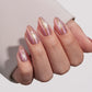VSALON Nourishment Tippie Firework pink Cat Eye Short Almond Press On Nails - elegant look worn on hands