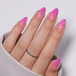 VSALON UV Cure Nails Unicorn Petal Gradient Flamingo Foil Pink Short Almond Press On Nails - model wearing