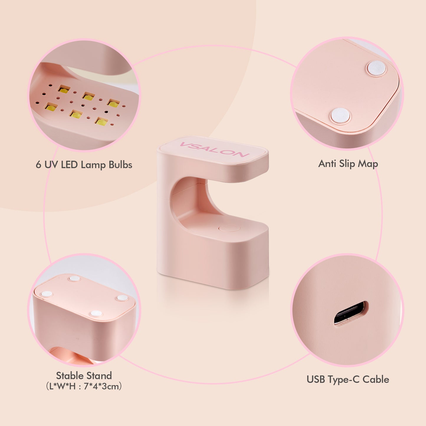 VSALON professional UV LED lamp product details and power features