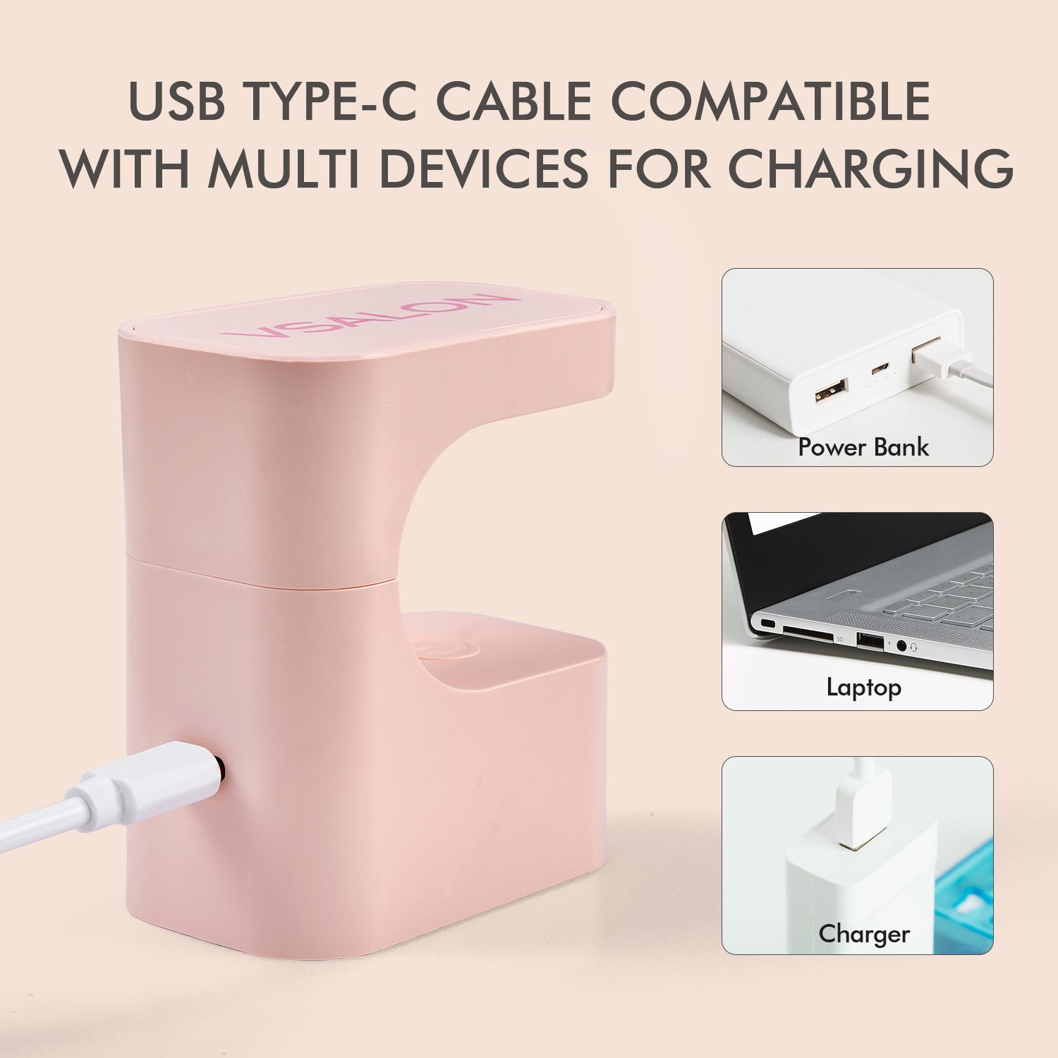 VSALON UV LED lamp showing charging process – portable and convenient for manicure at home