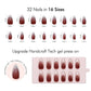 VSALON Nourishment Vampire Kiss Cat Eye Short Almond Press On Nails Size Chart – shows length and width for each press on nail.