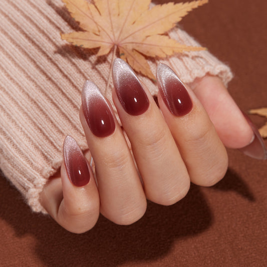 VSALON Nourishment Vampire Kiss Cat Eye Short Almond Press On Nails - easy to apply, salon-quality, lasts 25+ days.