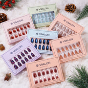 VSALON Warm Winter Wishes – 4–6 winter press on nail sets in cozy seasonal styles.