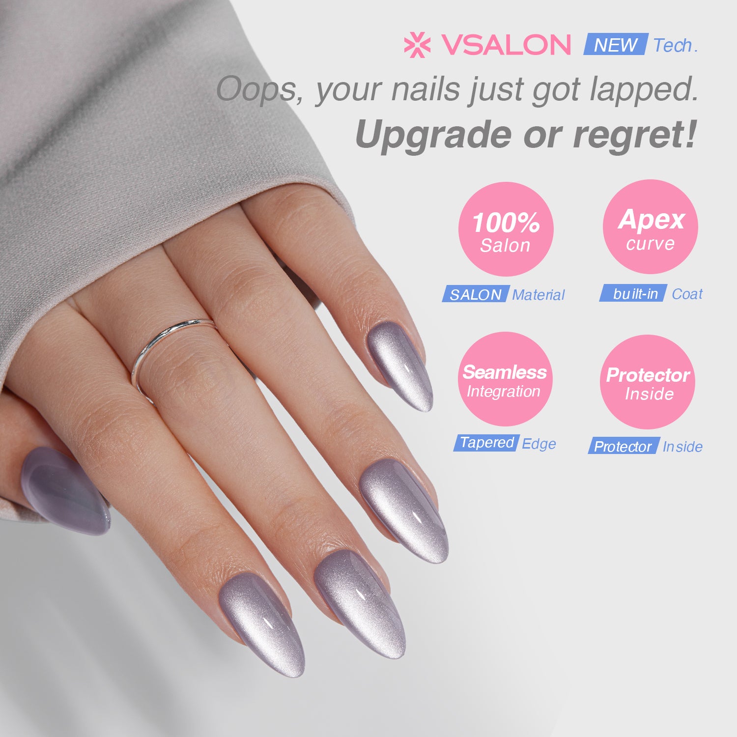 VSALON Nourishment Witch Charm Cat Eye Short Almond Press On Nails - salon-quality finish and perfect shine.