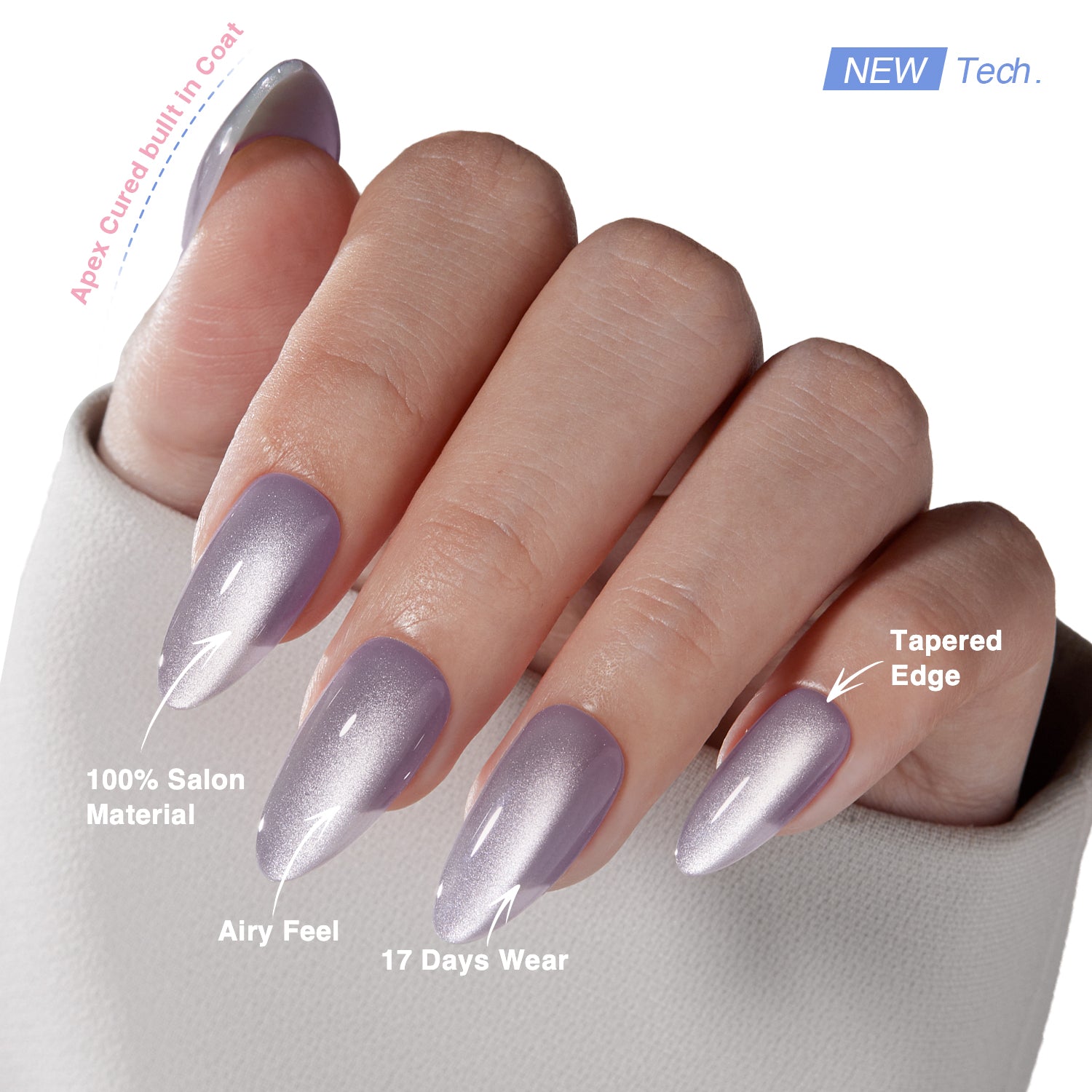 VSALON Nourishment Witch Charm Cat Eye Short Almond Press On Nails - salon-quality finish and perfect shine.