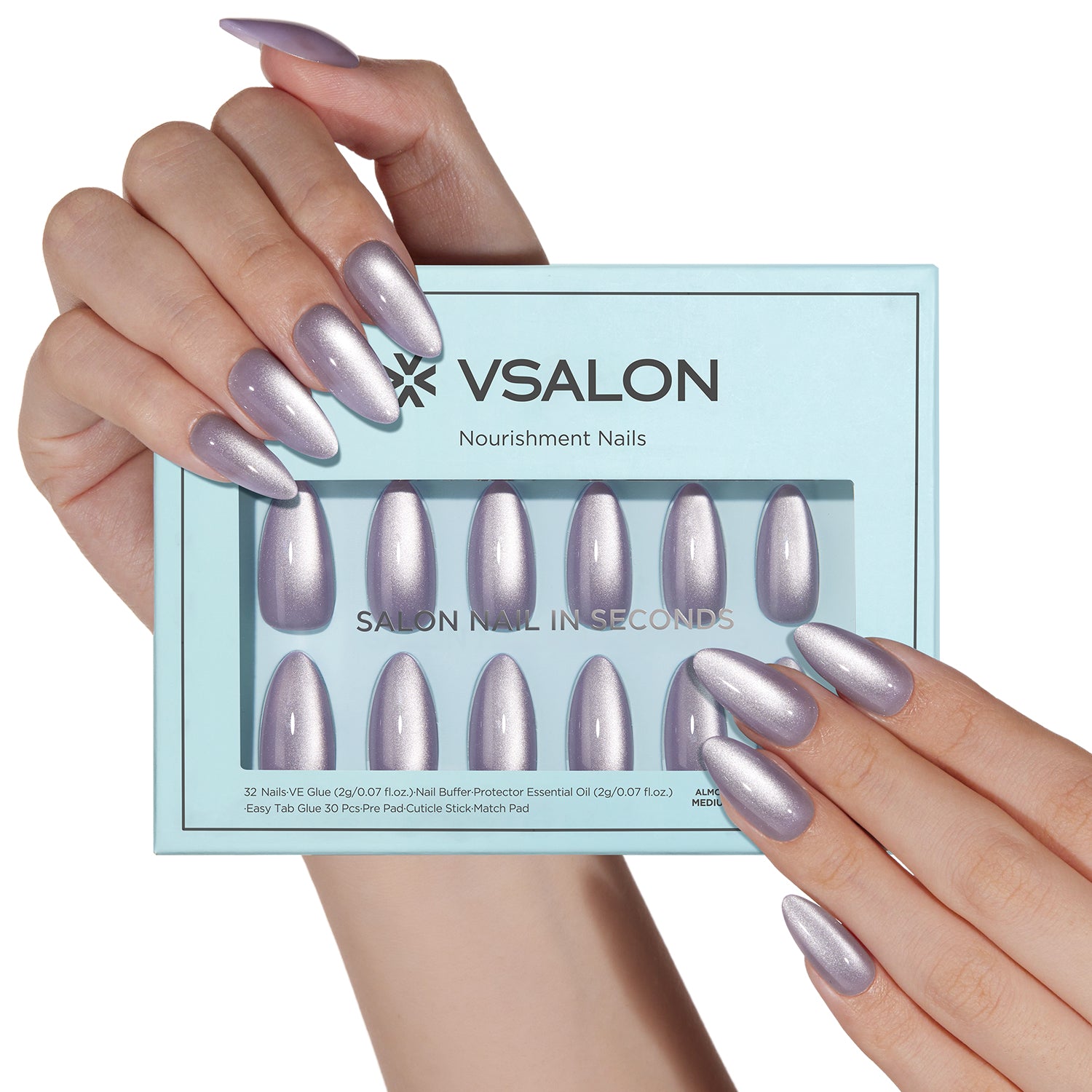 VSALON Nourishment Witch Charm Cat Eye Short Almond Press On Nails - salon-quality, long-lasting.