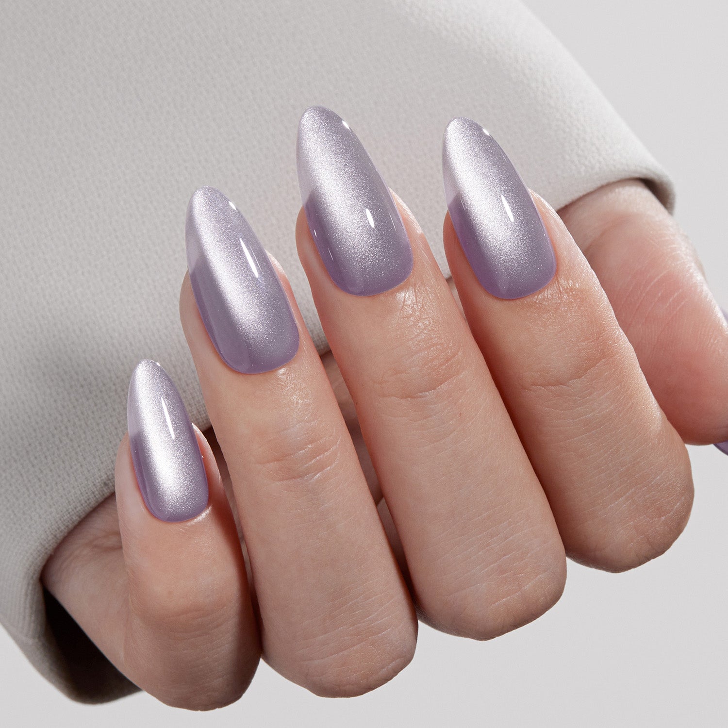 VSALON Nourishment Witch Charm Cat Eye Short Almond Press On Nails - elegant look worn on hands